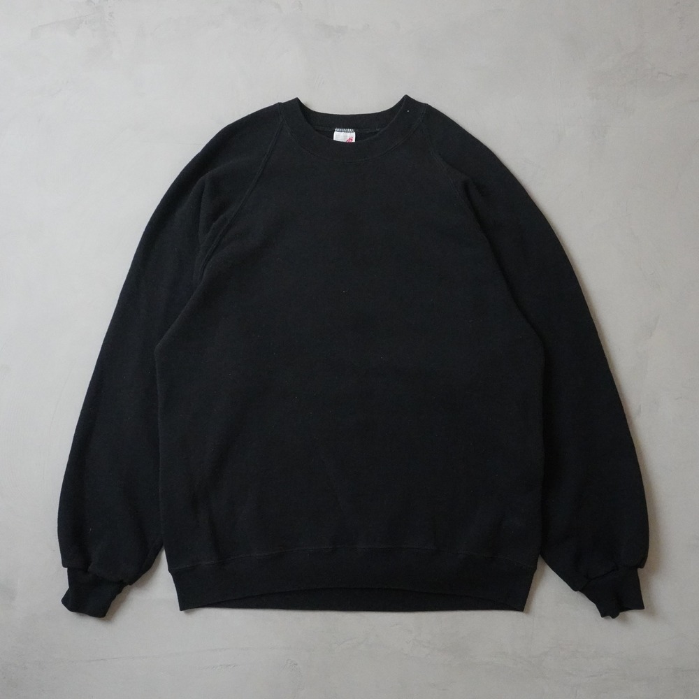 Vintage Jerzees Sweatshirt XL Mens 90s Black Raglan Plain Blank USA Made Crew
